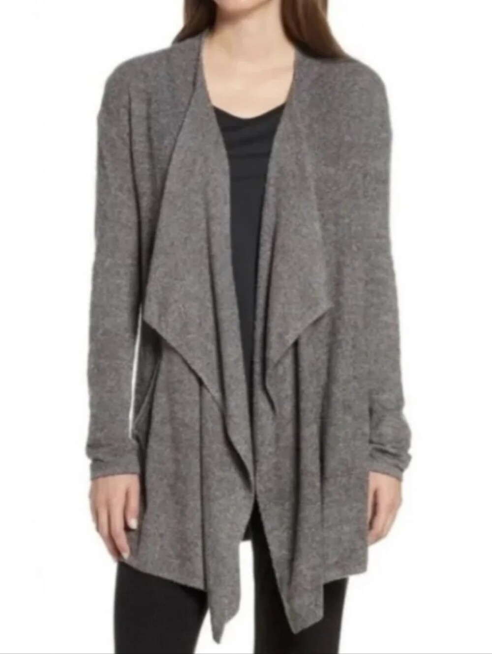 Barefoot Dreams Bamboo Chic Lite Calypso Wrap Sweater S/M Grey